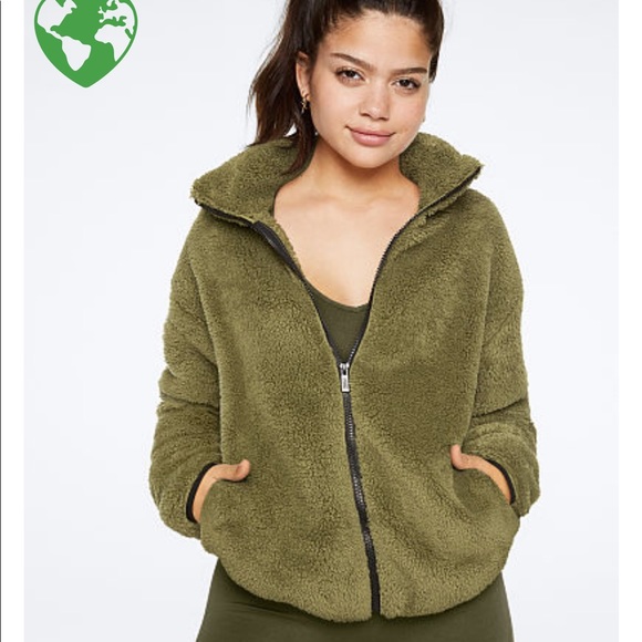 PINK Victoria's Secret Jackets & Blazers - New VS PINK Teddy Full Zip Vintage Green